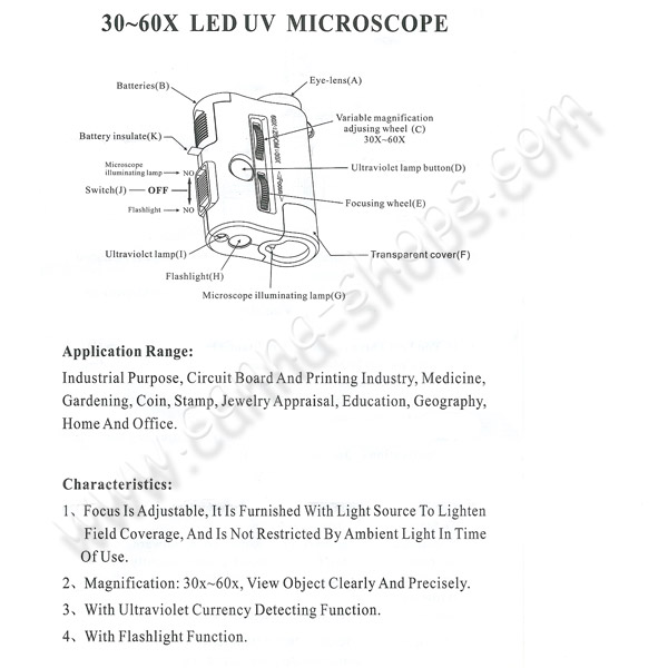 Plan microscope de poche x30 x60