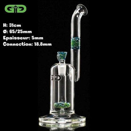 Bubbler Grace Glass avec un percolateur showerhead et des touches de couleur