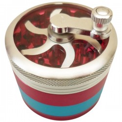 Grinder Window Manivelle Chrome-Rouge-Bleu 4 parties Ø60mm