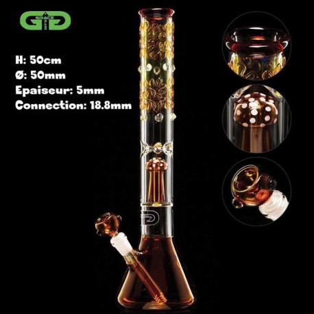 Grass glass bong with mushroom percolator