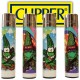 Encendedores Clipper decorado con una hoja de cannabis