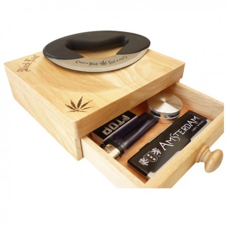 Boite de rangement en bois Black Leaf Weed board