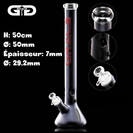 Grace glass beaker black powder red logo