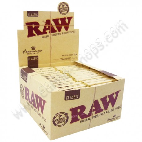 Boite de Raw connoisseur, feuilles à rouler et filtres en carton