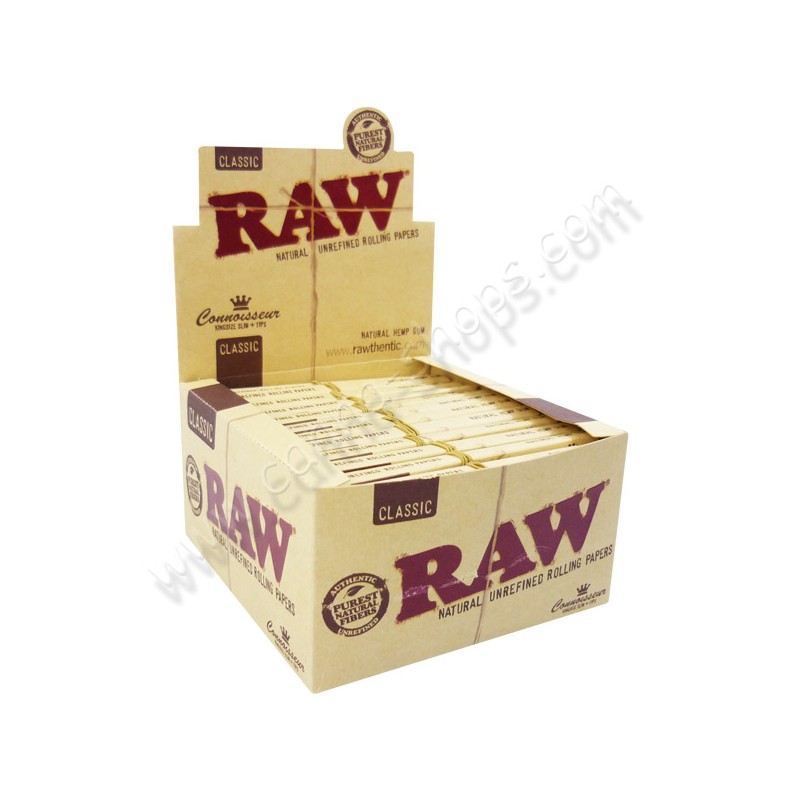 Boite de raw connoisseur, feuilles à rouler raw, feuilles naturel