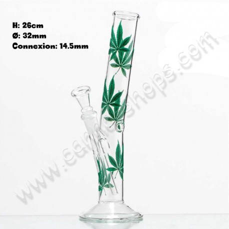 Hangover Glass Bong with green Cannabis leaf