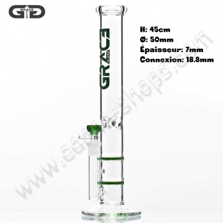 Grace Glass bong with green double honeycomb percolator