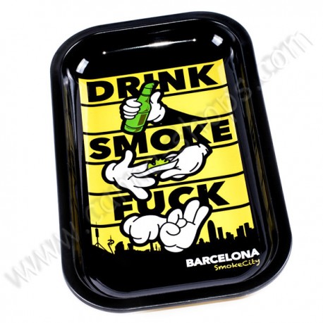 Plateau en métal pour fumeurs Barcelona Smoke City