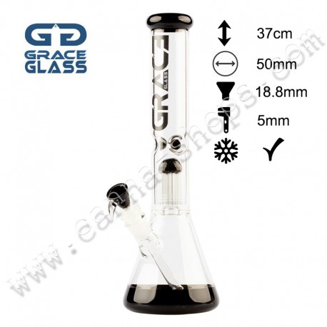 Grace Glass Tree Arm Percolator Black Bong 37cm