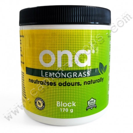 ONA Block Lemongrass 170 g – Neutraliseur d’odeurs parfum citronnelle