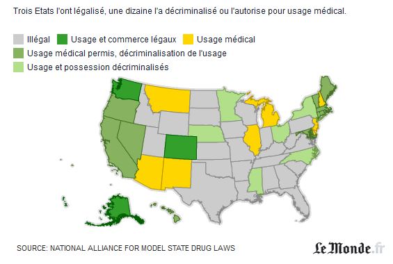Etat qui légalise le cannabis en amérique